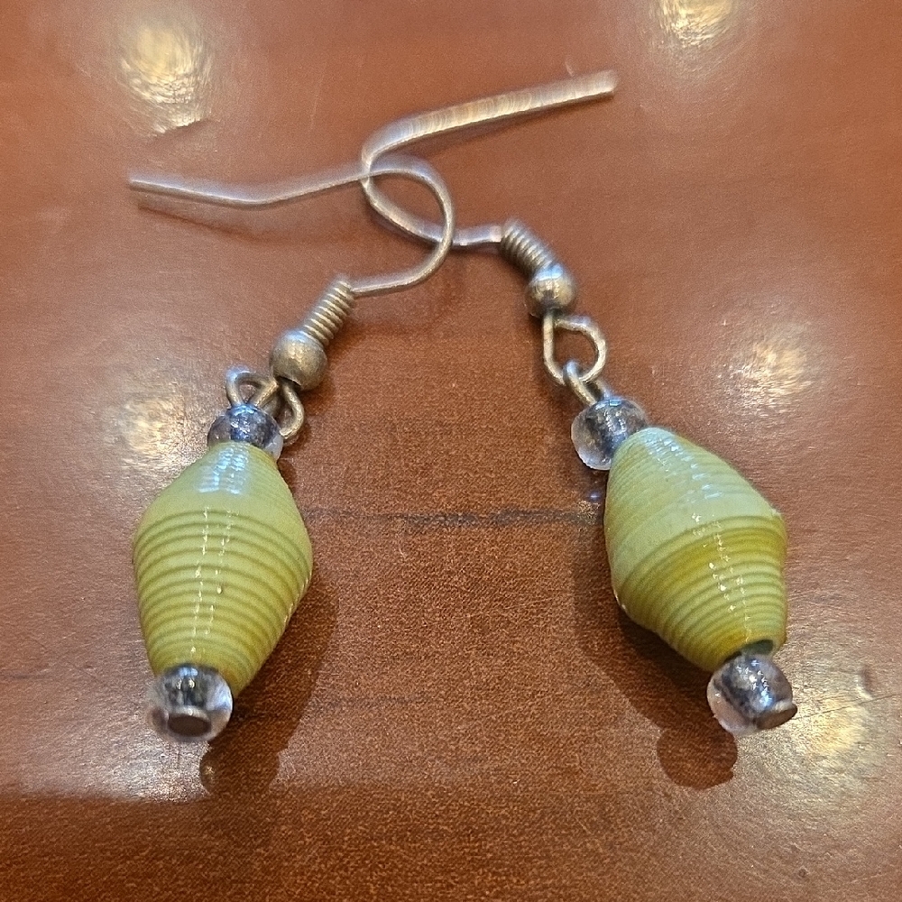 Vintage Rolled Paper Bead Earrings